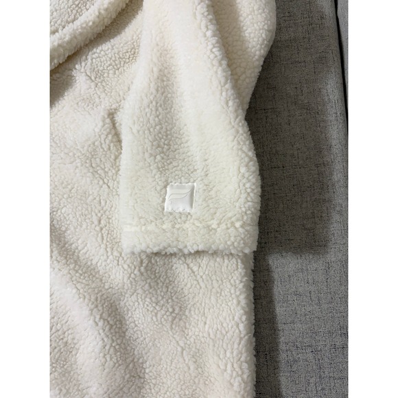 Fabletics Teddy Long Coat Women XXL Cream Oversized Sherpa Fleece Lounge - Picture 4 of 9